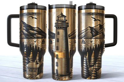 Laser Engraved 40oz Lighthouse Makerflo Tumbler