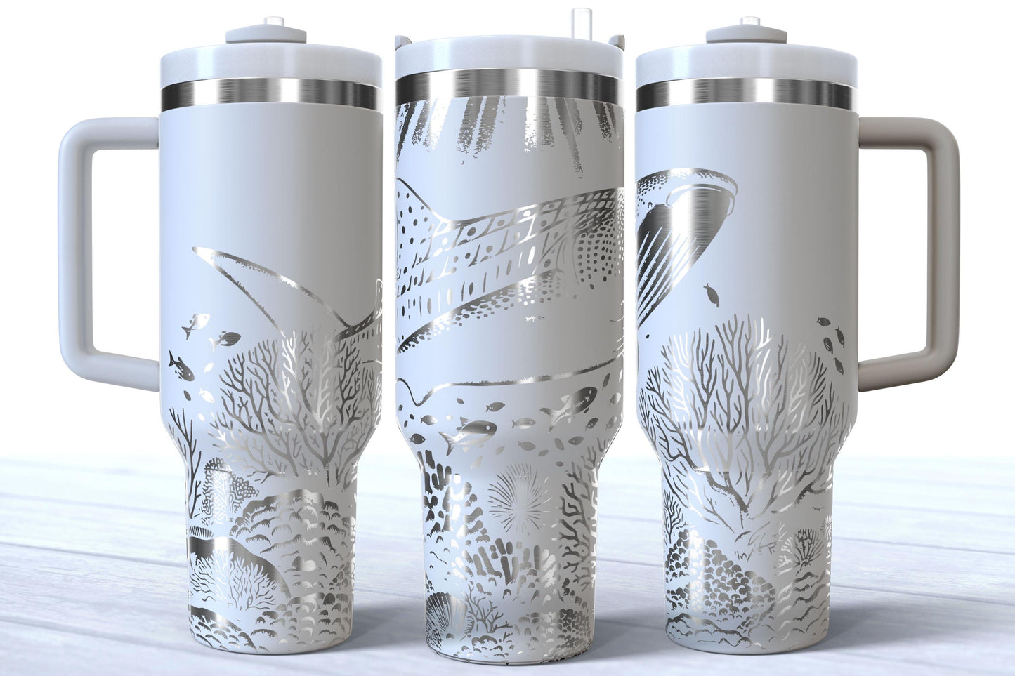 Laser Engraved 40oz Whale Shark Makerflo Tumbler