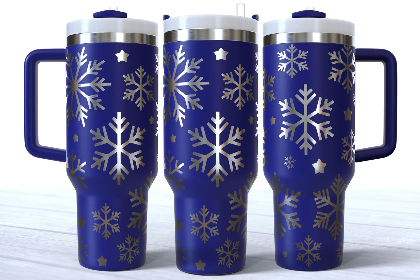 Laser Engraved Snowflakes 40oz Tumbler