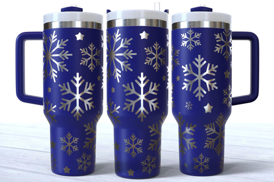 Laser Engraved Snowflakes 40oz Tumbler