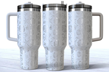 Laser Engraved Sea Shells and Starfish 40oz Makerflo Tumbler