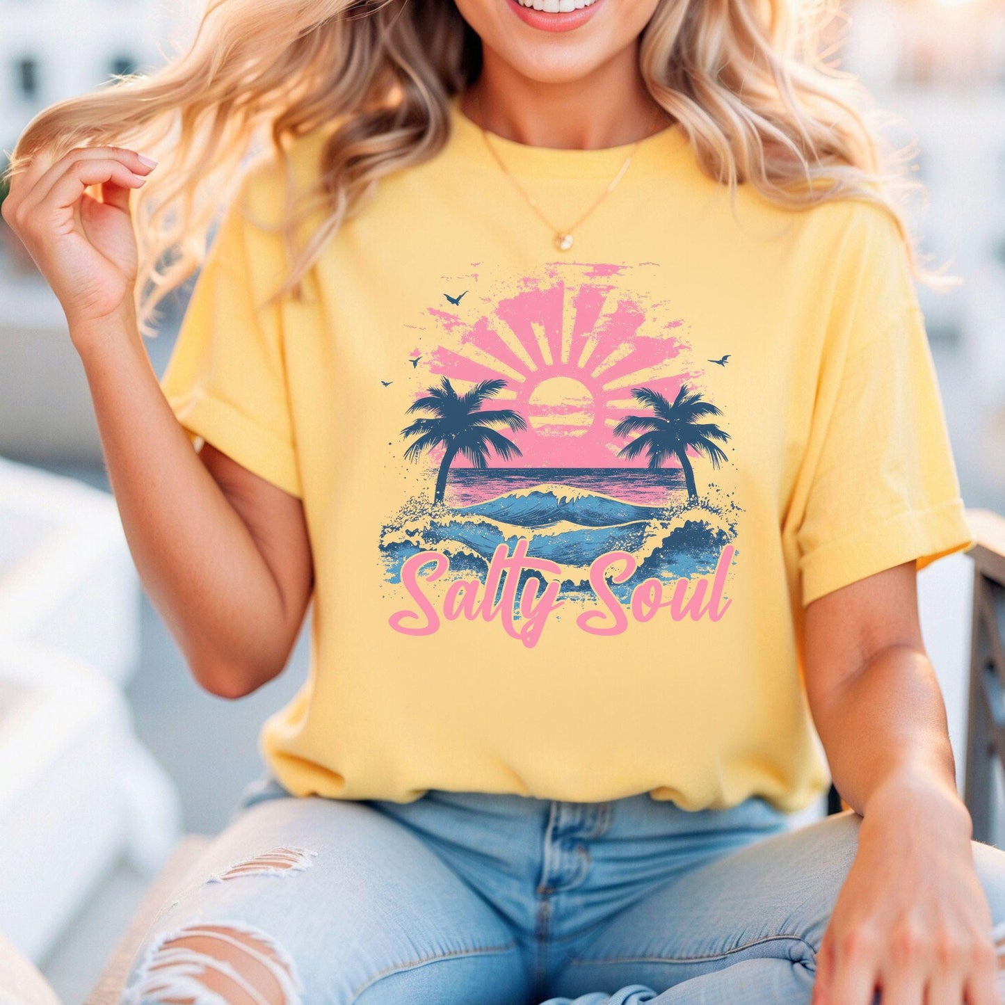 Salty Soul Tropical Tee | Bella Canvas 3001 Relaxed Fitted Unisex