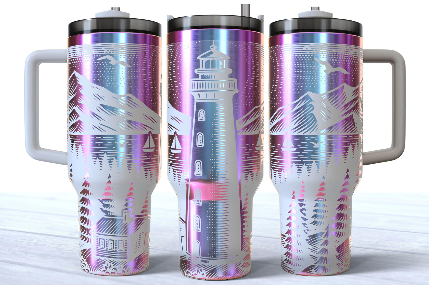 Laser Engraved 40oz Lighthouse Makerflo Tumbler
