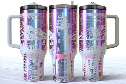 Laser Engraved 40oz Lighthouse Makerflo Tumbler