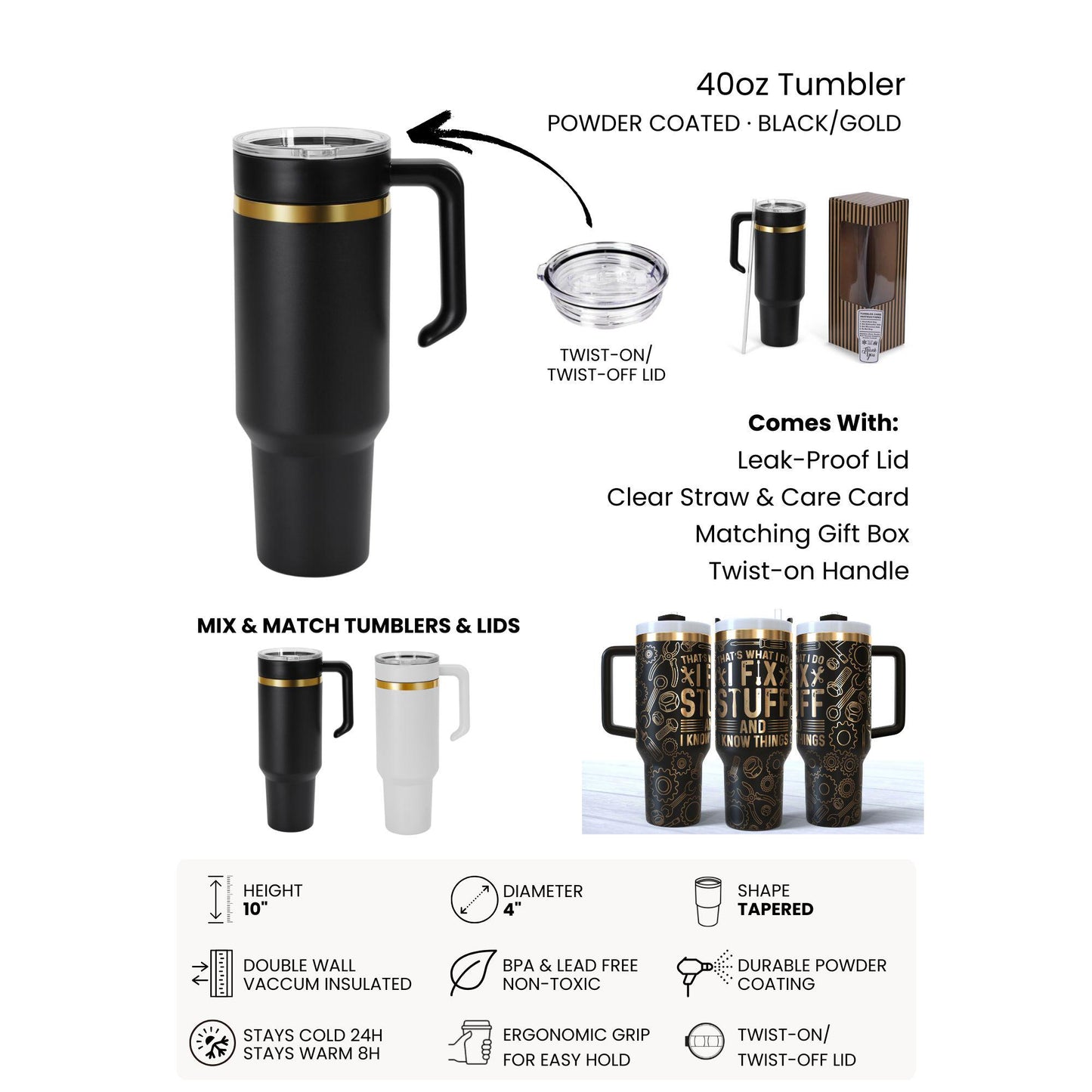 Laser Engraved Ocean Manatee 40oz Makerflo Tumbler
