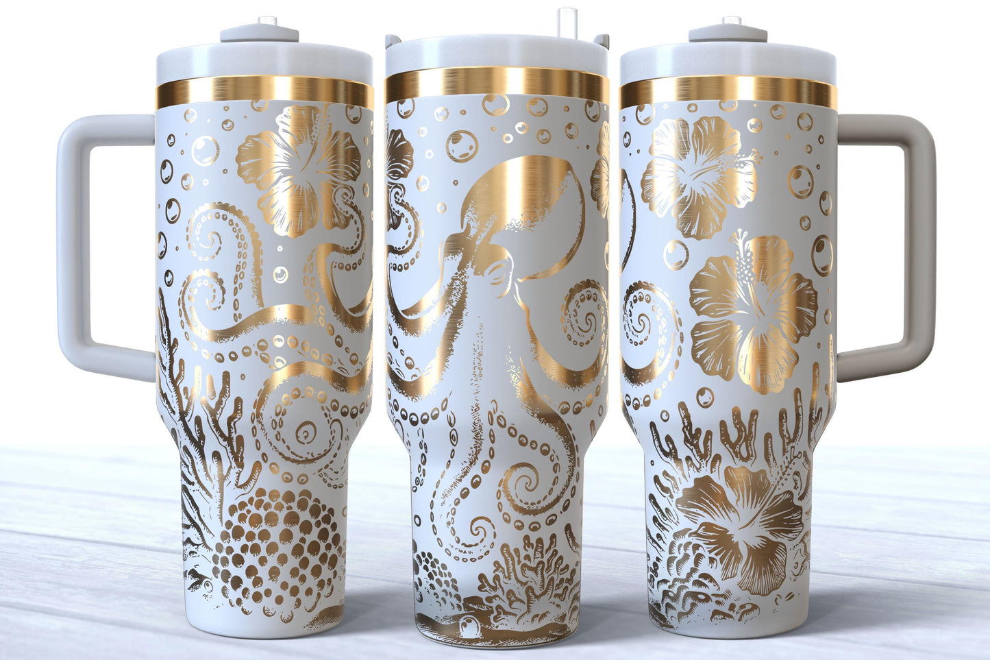 Octopus Ocean Laser Engraved 40oz Tumbler