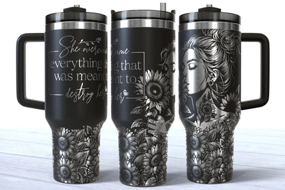 She Overcame Everything That Was Meant To Destroy Her Laser Engraved Affirmation 40oz Stainless Steel Makerflo Tumbler