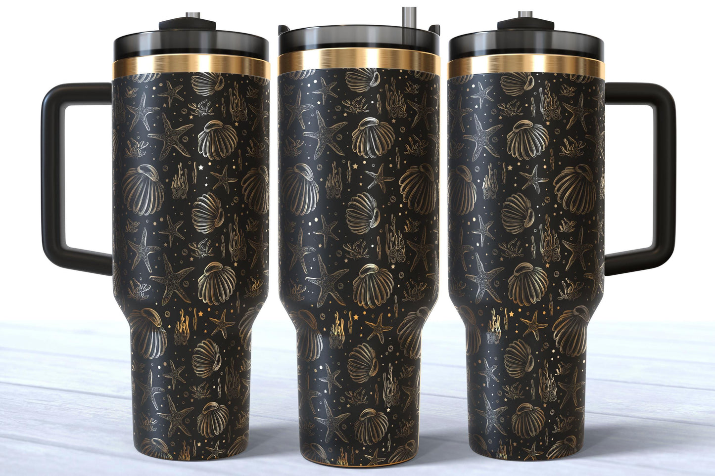 Laser Engraved Sea Shells and Starfish 40oz Makerflo Tumbler