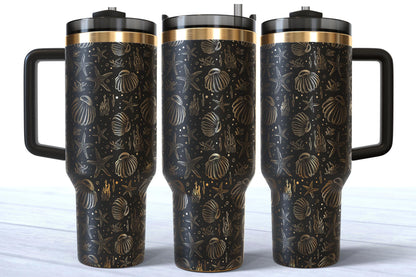 Laser Engraved Sea Shells and Starfish 40oz Makerflo Tumbler