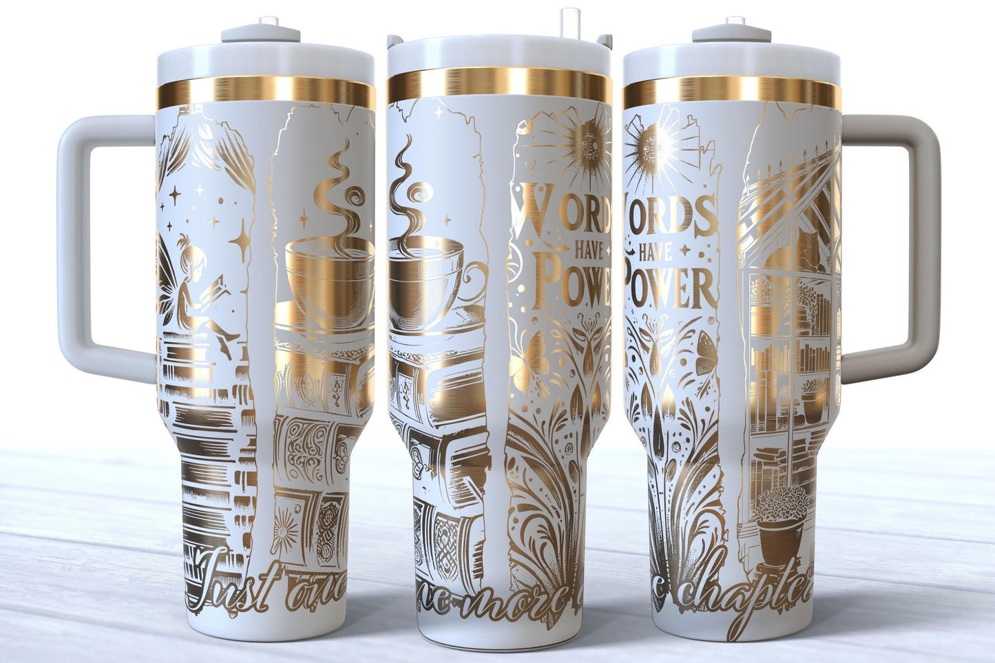 Laser Engraved Book Lover Tumbler | “Words Have Power” | "Just One More Chapter"
