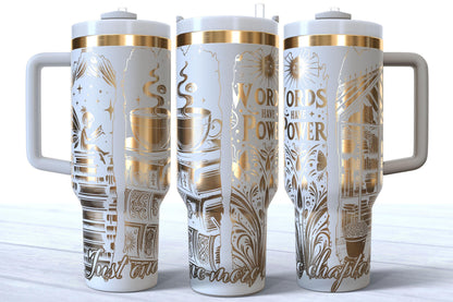Laser Engraved Book Lover Tumbler | “Words Have Power” | "Just One More Chapter"