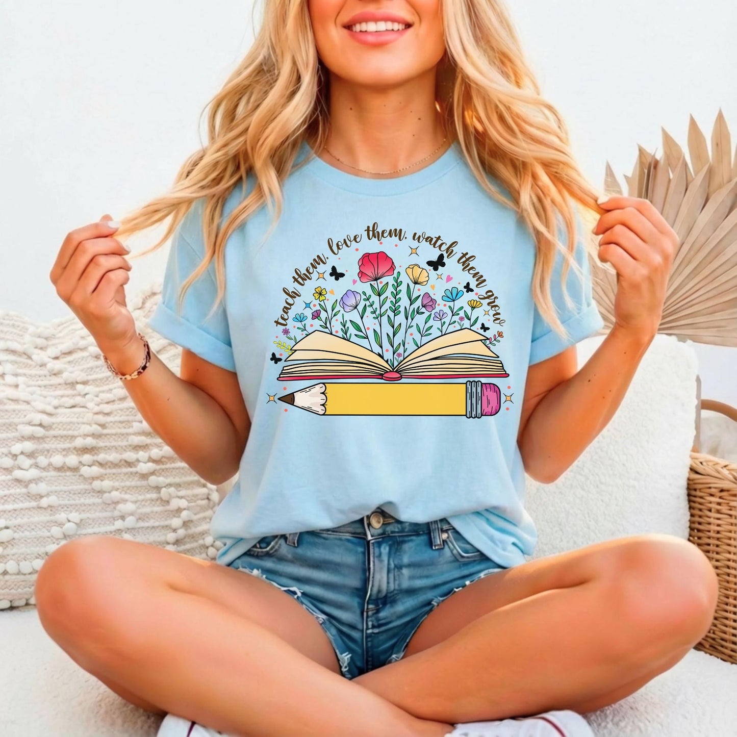 Teacher Relaxed Fitted T-Shirt, Bella Canvas 3001, Teach Love Grow, Educator Gift