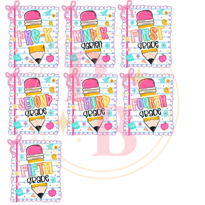 Girls Back to School Comfort Colors Tee – Pencil, Notebook & Ribbon - Pre-K to 5th Grade