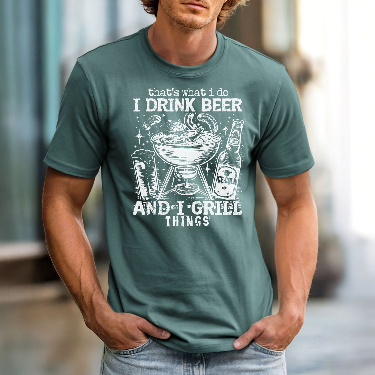 That's What I Do. I Drink Beer and Grill Things – Comfort Colors 1717 Vintage Heavyweight Tee