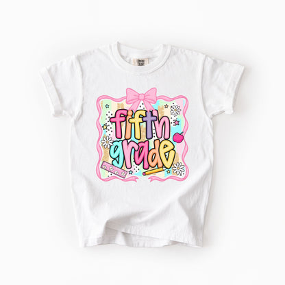 Girls Back to School Comfort Colors Tee – Bold Neon Grade Design