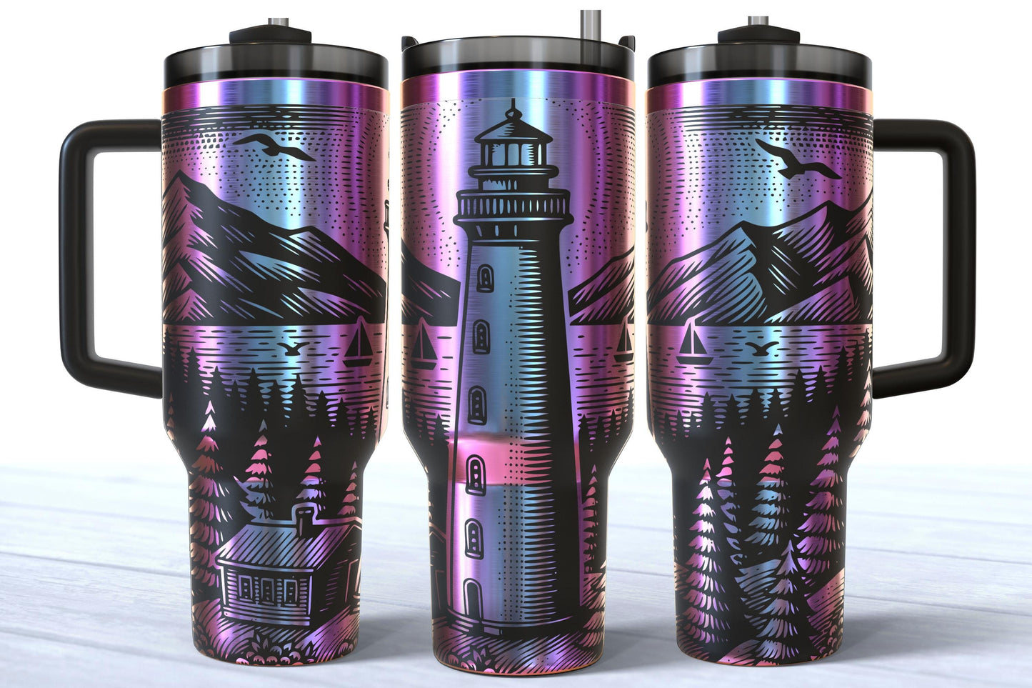 Laser Engraved 40oz Lighthouse Makerflo Tumbler