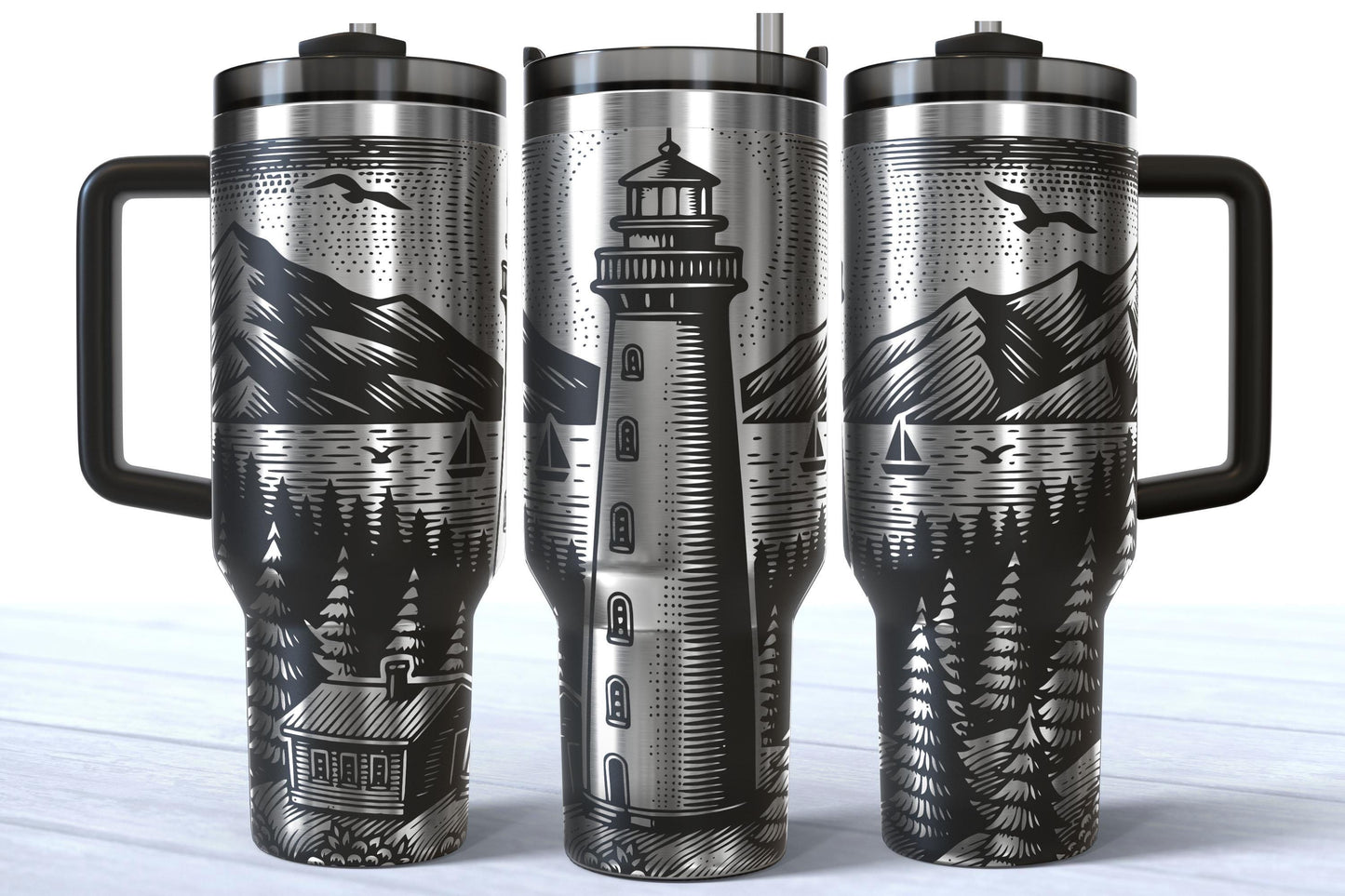 Laser Engraved 40oz Lighthouse Makerflo Tumbler