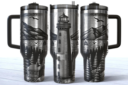 Laser Engraved 40oz Lighthouse Makerflo Tumbler
