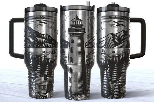 Laser Engraved 40oz Lighthouse Makerflo Tumbler