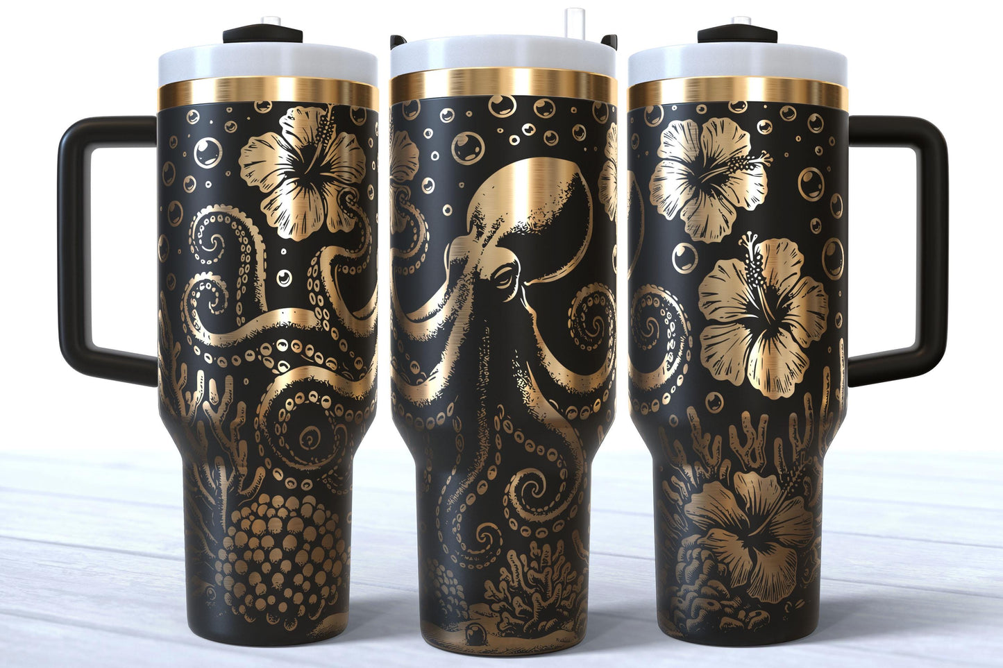 Octopus Ocean Laser Engraved 40oz Tumbler