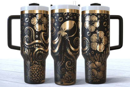 Octopus Ocean Laser Engraved 40oz Tumbler