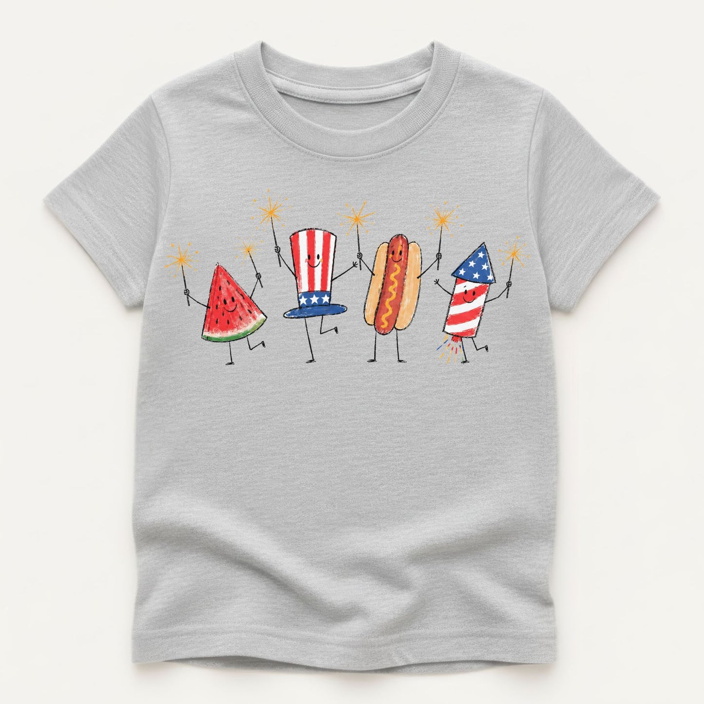 4th of July Doodle Kids Gildan 5000B Tee