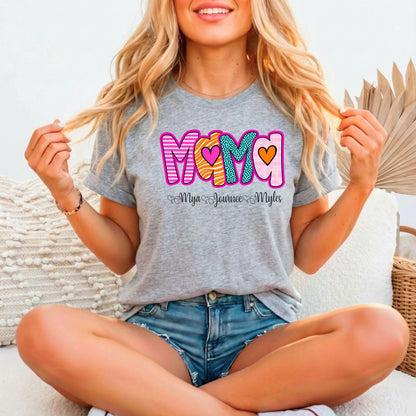 MAMA Custom Kids Names Bella Canvas Tee