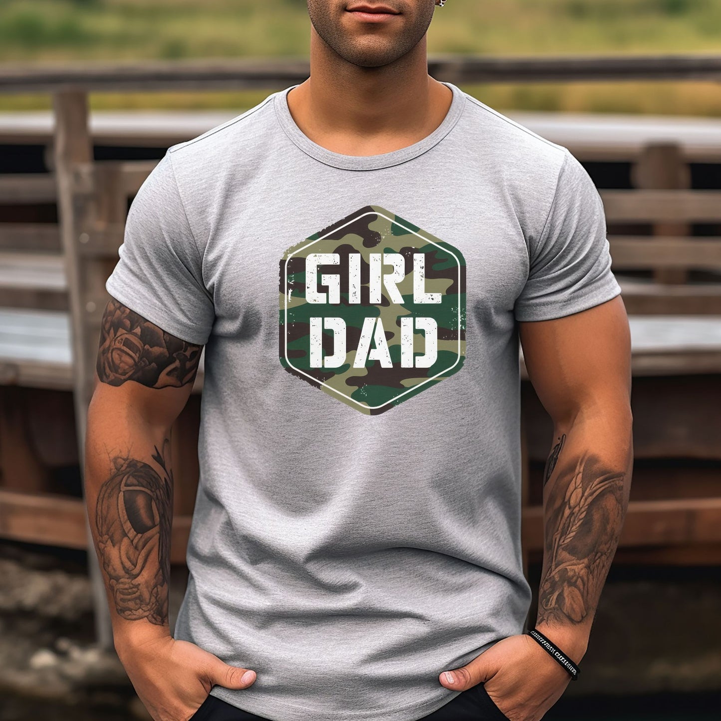 Girl Dad Camo Relaxed Fitted Tee — Bella Canvas 3001