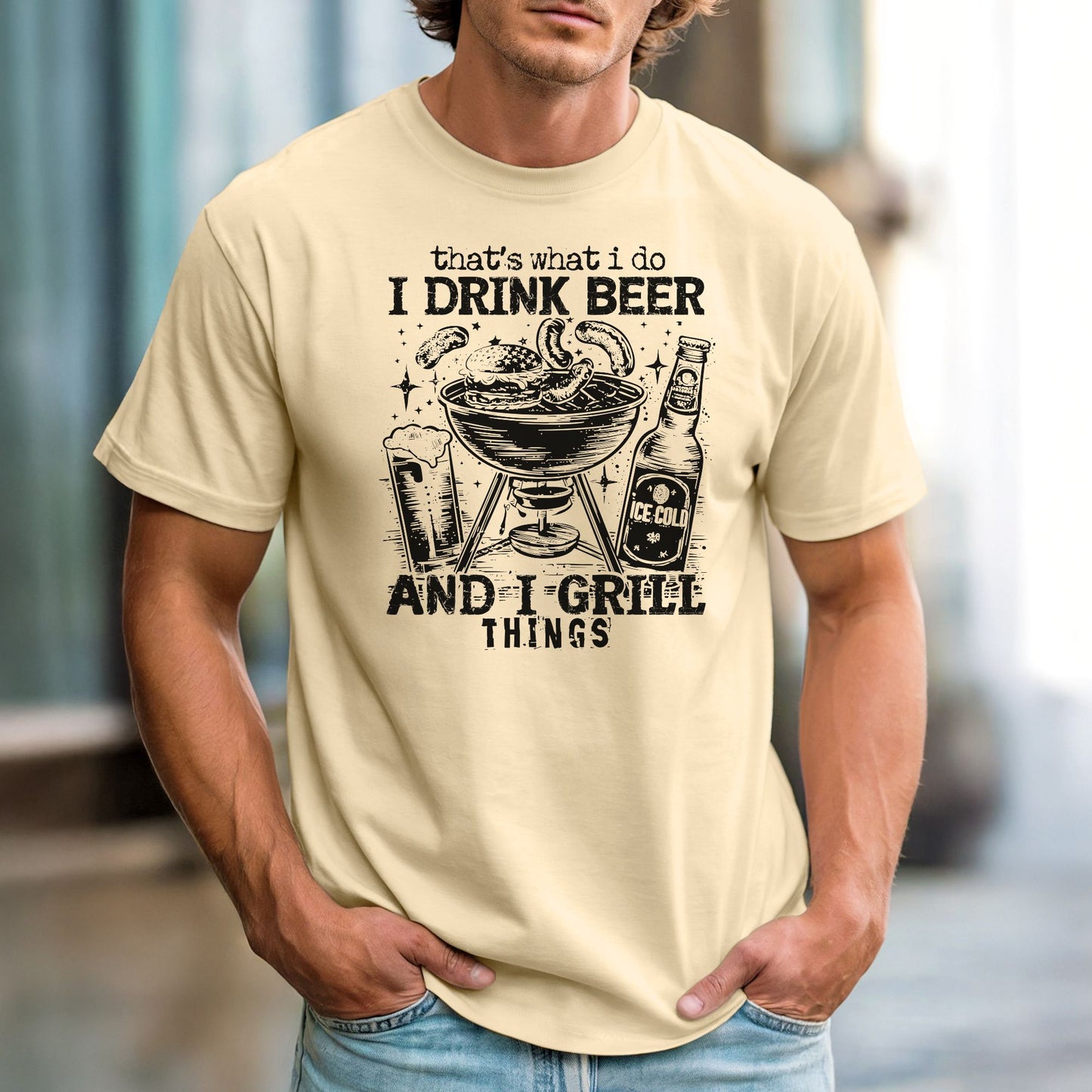 That's What I Do. I Drink Beer and Grill Things – Comfort Colors 1717 Vintage Heavyweight Tee