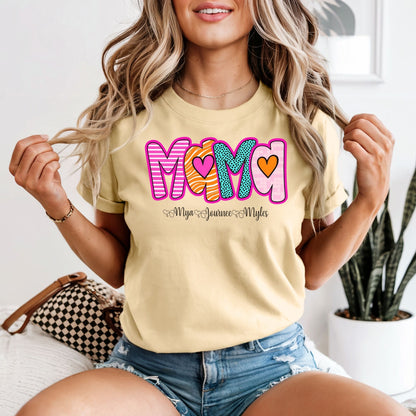 MAMA Custom Kids Names Comfort Colors Tee