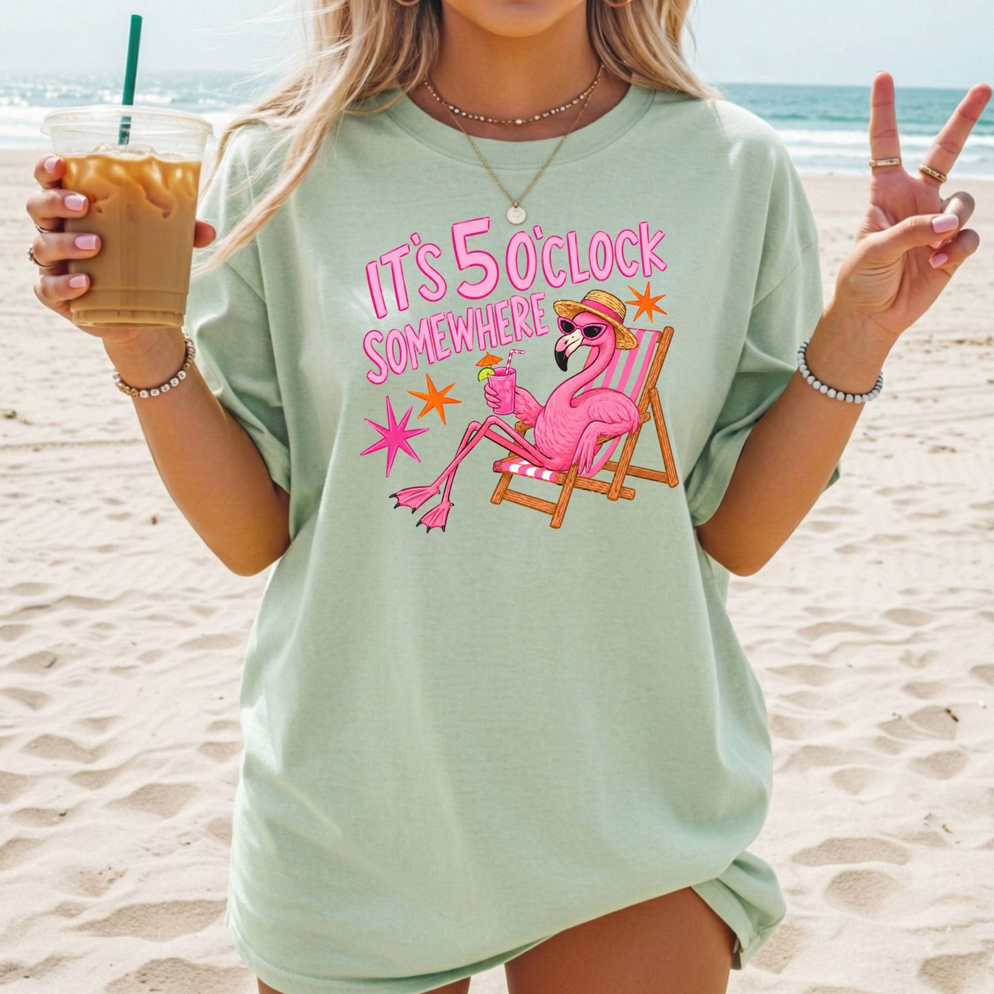It's 5:00 Somewhere Flamingo Comfort Colors Tee