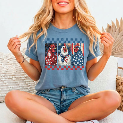 American Chickens Patriotic Tee | Bella Canvas 3001 Relaxed Fitted Unisex