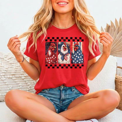 American Chickens Patriotic Tee | Bella Canvas 3001 Relaxed Fitted Unisex