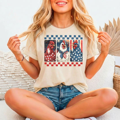American Chickens Patriotic Tee | Bella Canvas 3001 Relaxed Fitted Unisex
