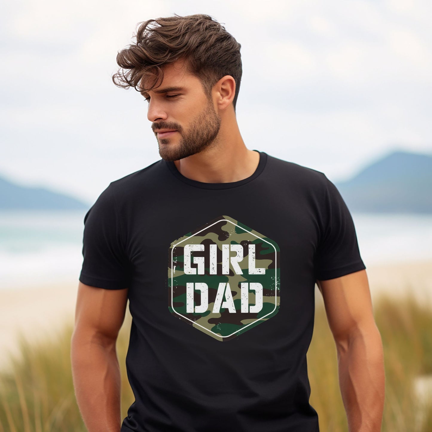 Girl Dad Camo Relaxed Fitted Tee — Bella Canvas 3001