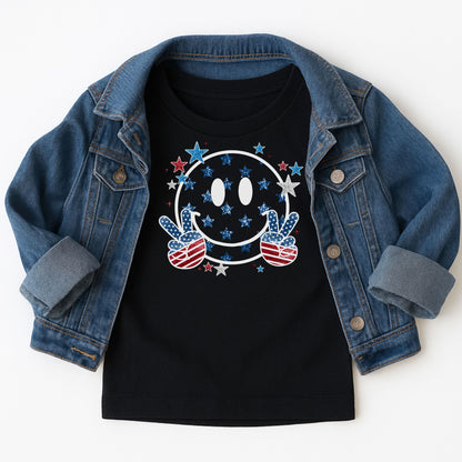 4th of July Happy Face Kids Tee - Gildan G5000B