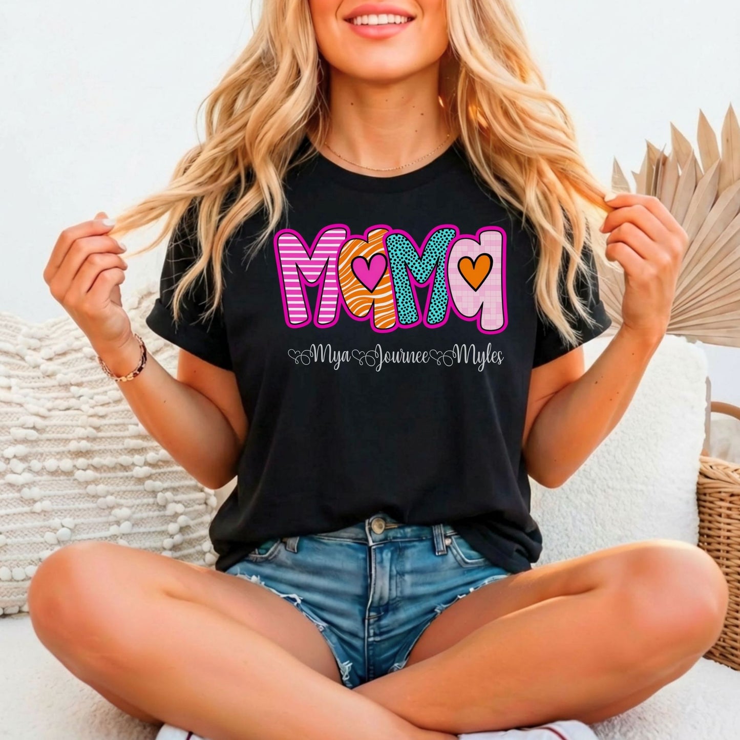 MAMA Custom Kids Names Bella Canvas Tee