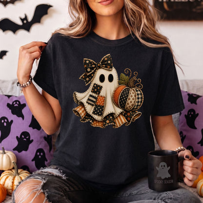 Patchwork Ghost Halloween Comfort Colors Tee, Long Sleeve or Sweatshirt | C1717, 4410 & 1566