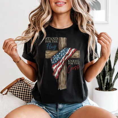 Stand For the Flag, Kneel for the Cross | Women's Comfort Colors Vintage Heavyweight Tee