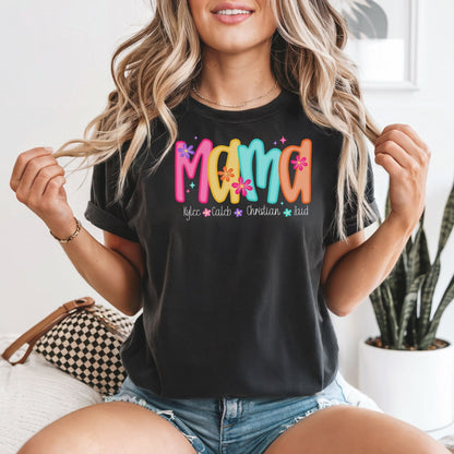 Mama Nana Gigi Mimi Aunt Auntie Custom Kids Names Comfort Colors Tee