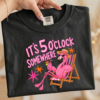 It's 5:00 Somewhere Flamingo Comfort Colors Tee