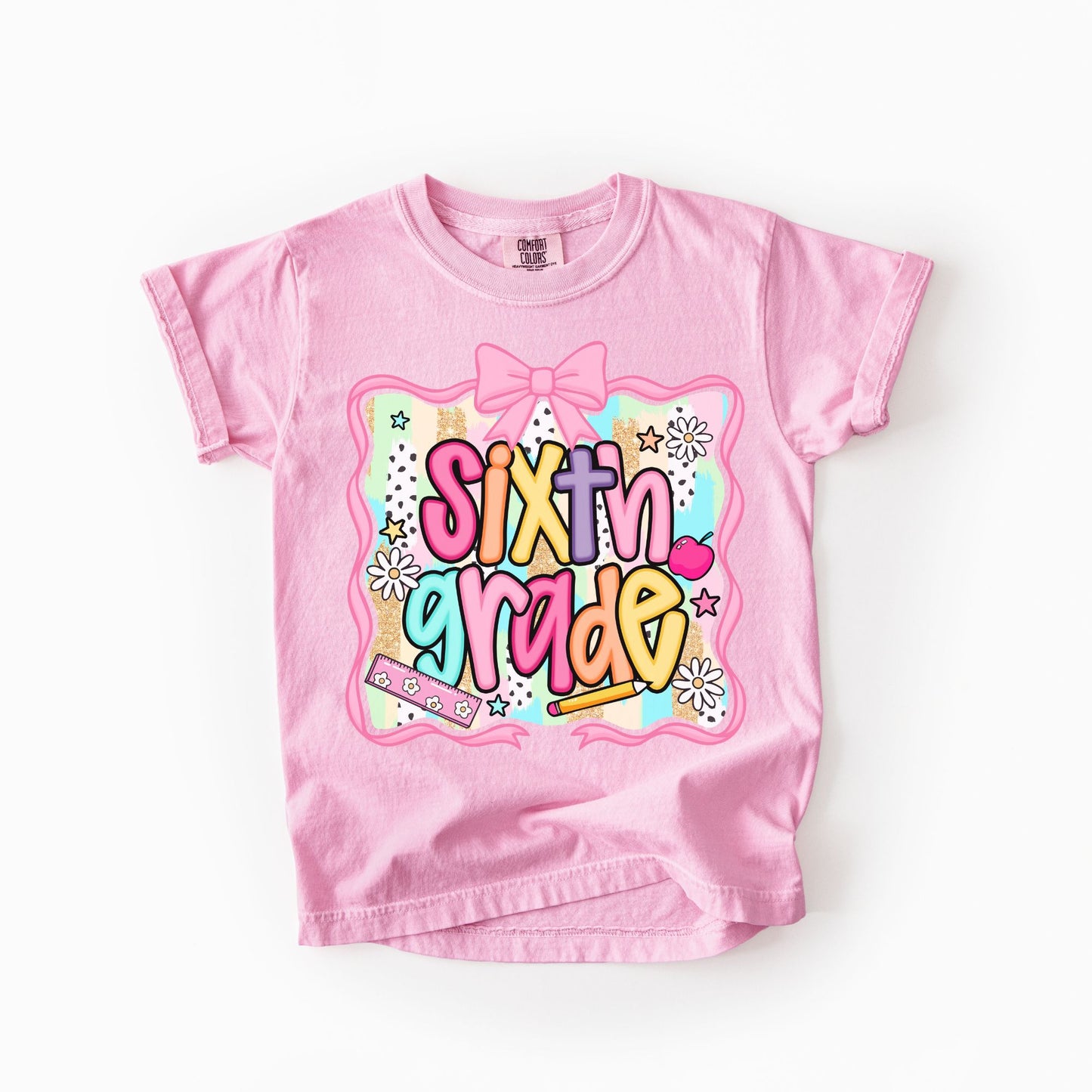Girls Back to School Comfort Colors Tee – Bold Neon Grade Design
