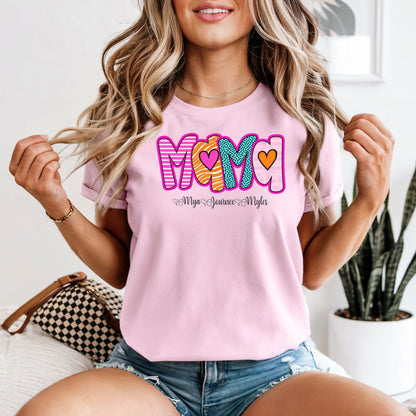 MAMA Custom Kids Names Comfort Colors Tee