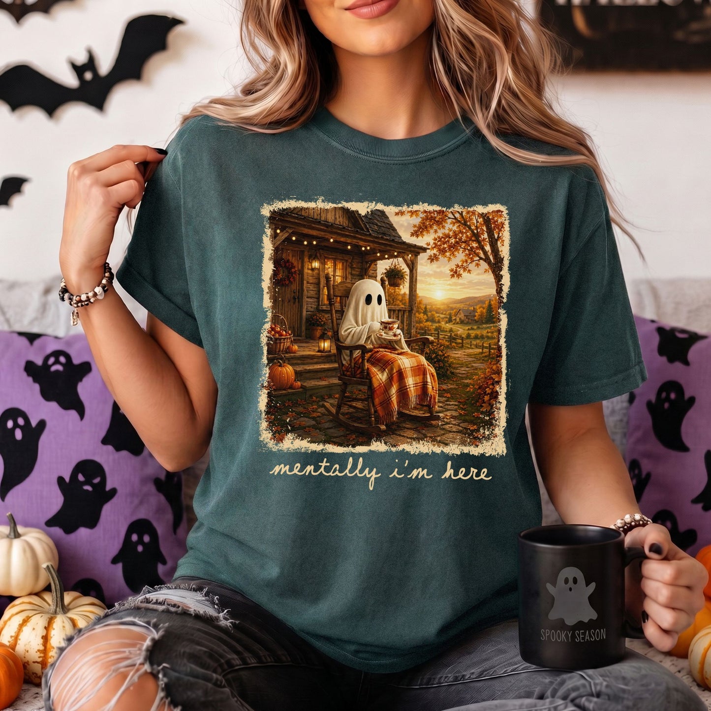 I'm Mentally Here | Summerween Ghost Tee