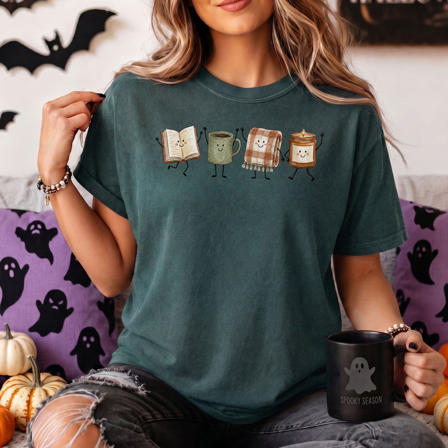 Fall Book Lover Comfort Colors Tee - Fall Doodles