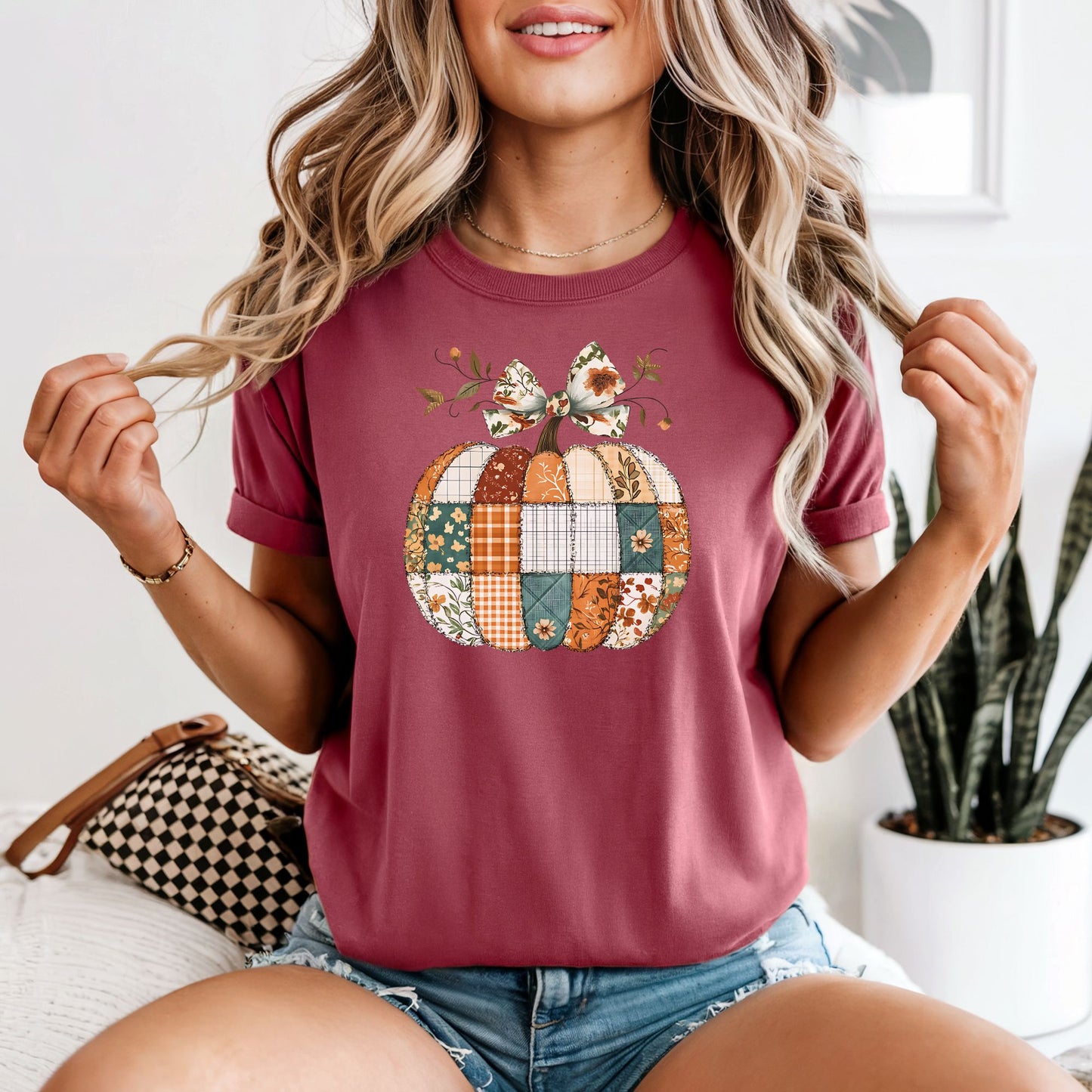 Fall Patchwork Pumpkin Tee | Comfort Colors 1717