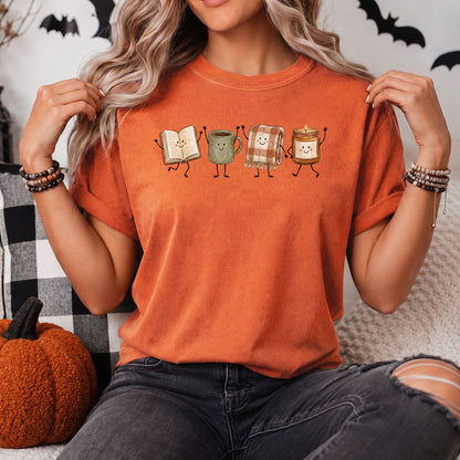 Fall Book Lover Comfort Colors Tee - Fall Doodles