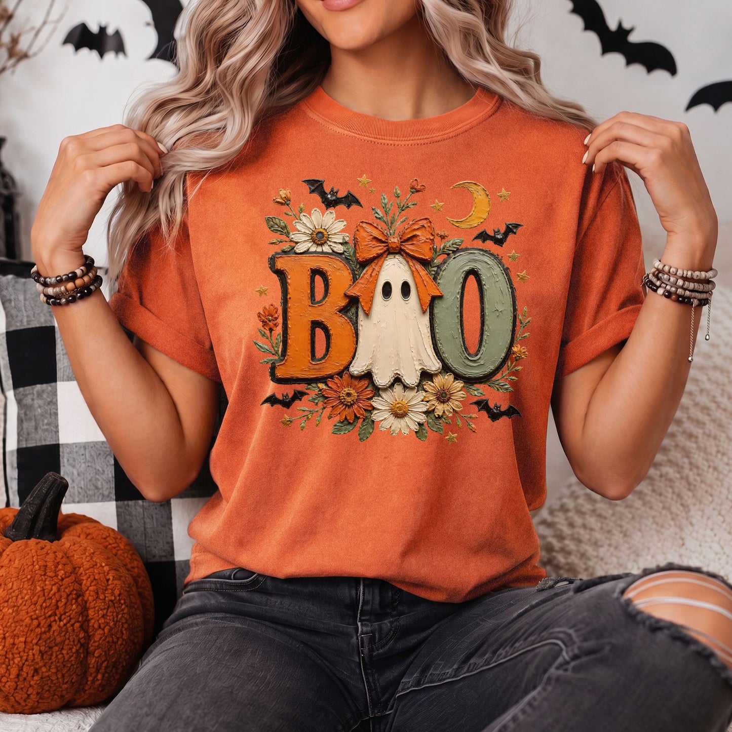 BOO | Ghost Faux Oil Painting Comfort Colors Tee or Sweatshirt