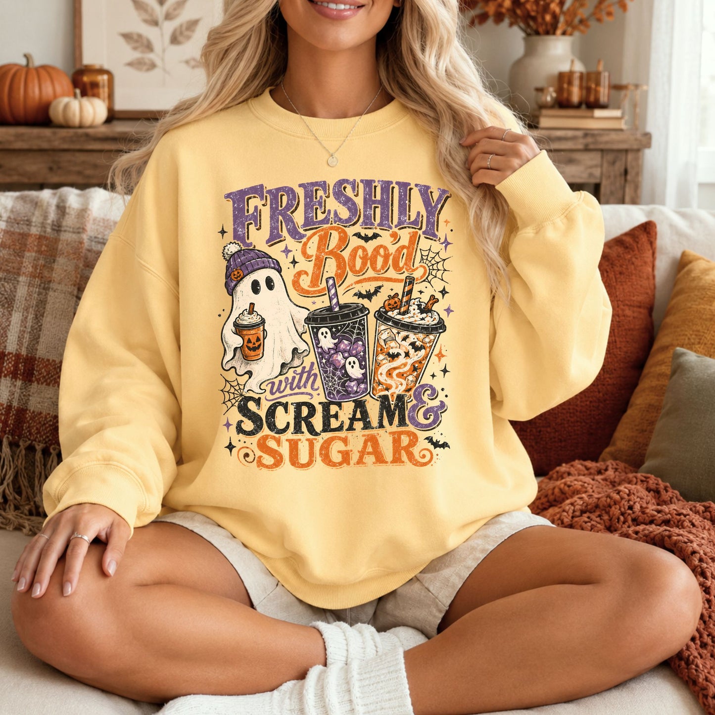 Freshly Boo'd With Scream and Sugar Comfort Colors Tee or Sweatshirt