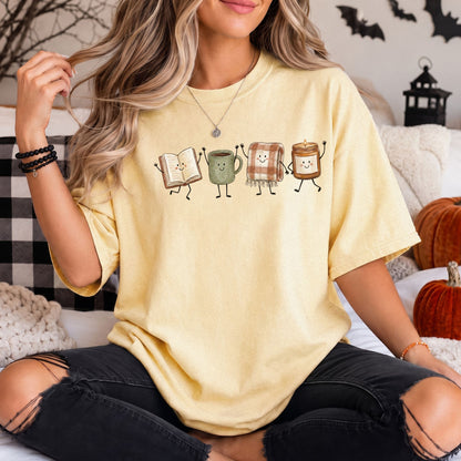 Fall Book Lover Comfort Colors Tee - Fall Doodles